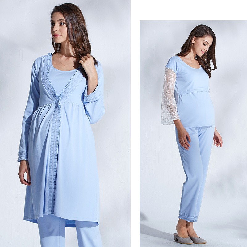 Pyjama Femme De Grossesse Et Allaitement Abelle - Bleu - Prix en Algérie