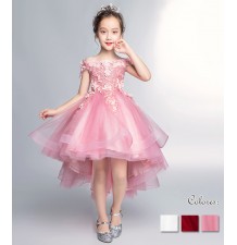 Flower girl pink formal dress 100-160 cm