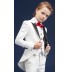 Jacquard Fabric French Smoking Boy Formal Suit 5 pcs  White