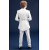 Jacquard Fabric French Smoking Boy Formal Suit 5 pcs  White