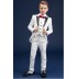 Jacquard Fabric French Smoking Boy Formal Suit 5 pcs  White