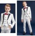 Jacquard Fabric French Smoking Boy Formal Suit 5 pcs  White