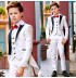 Jacquard Fabric French Smoking Boy Formal Suit 5 pcs  White